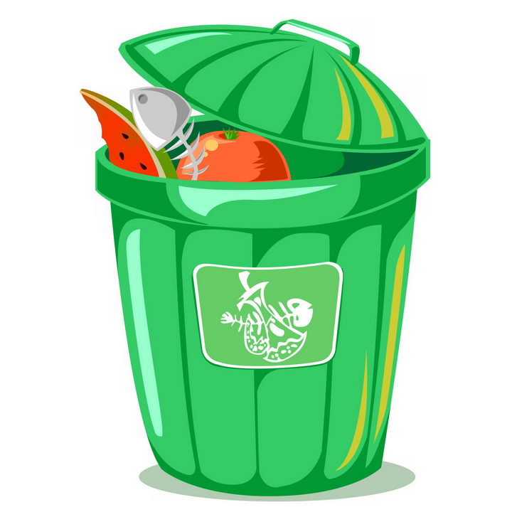 绿色的卡通垃圾桶png图片免抠素材
