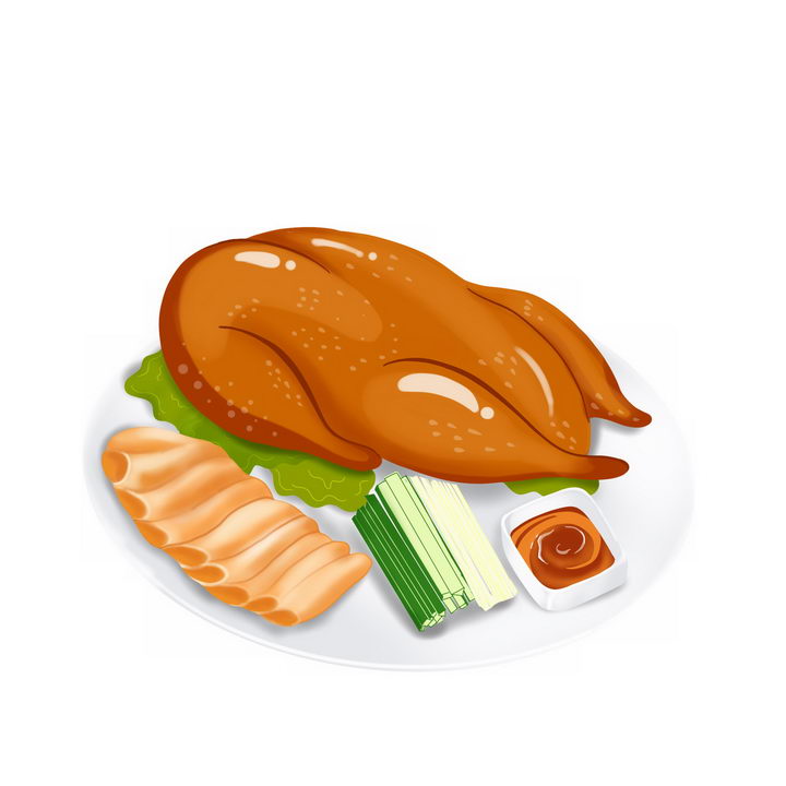 手绘风格美味的北京烤鸭png图片免抠素材 生活素材-第1张