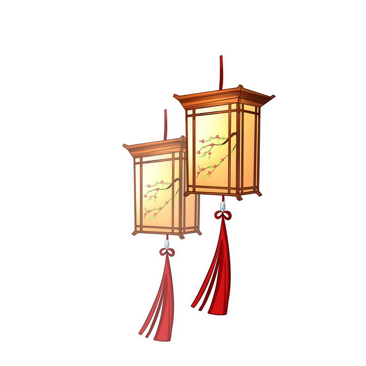 两款中国风的四角灯笼png图片免抠素材 设计盒子