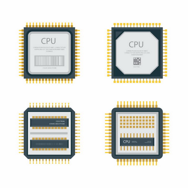 4款电脑CPU处理器图标png图片免抠矢量素材 IT科技-第1张