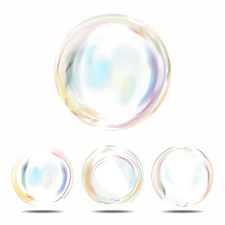 4款彩色气泡肥皂泡效果png图片免抠矢量素材 漂浮元素-第1张