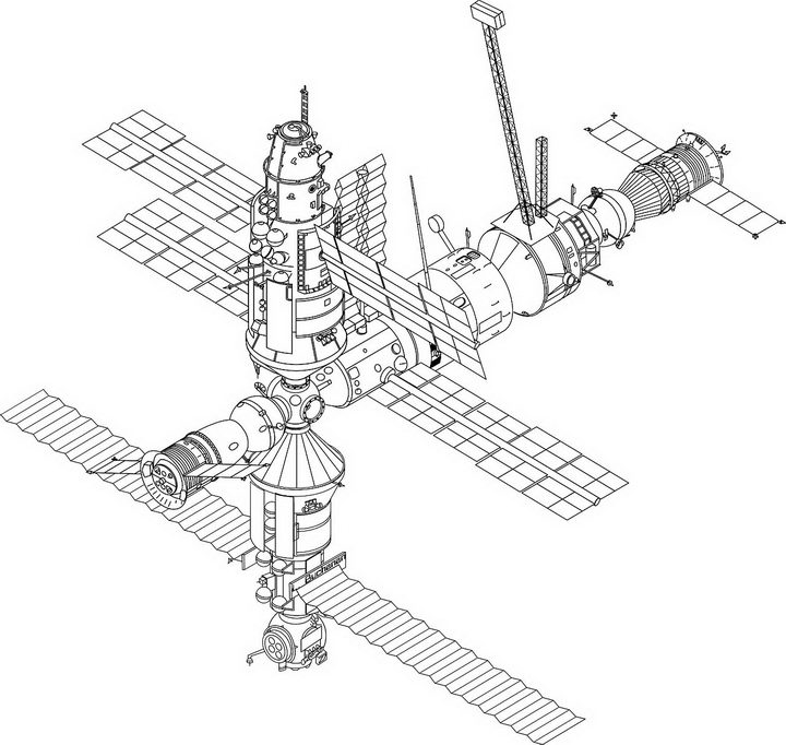 宇宙空间站画法图片
