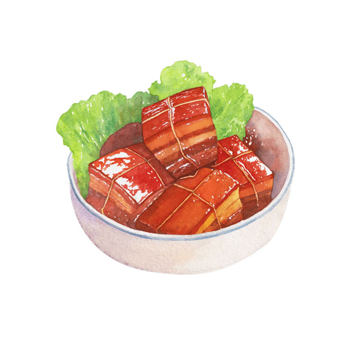 手绘风格美味的红烧肉png图片免抠素材