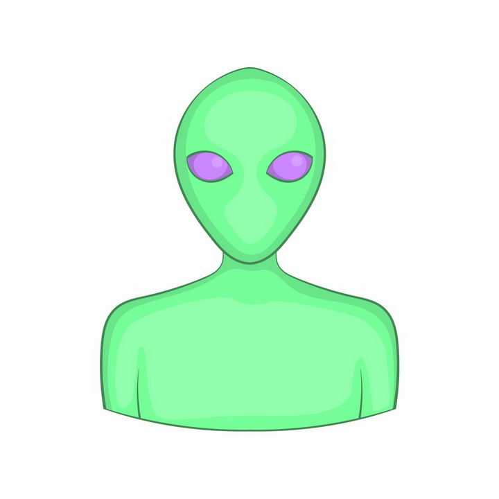 紫色眼睛的绿色外星人png图片免抠矢量素材