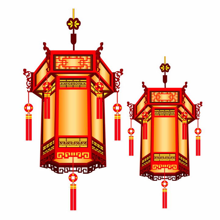 中国风的六角灯笼png图片免抠素材 节日素材-第1张
