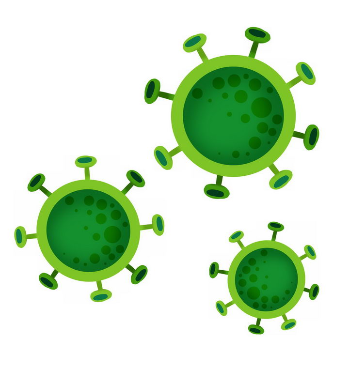 绿色卡通风格新型冠状病毒png图片免抠素材