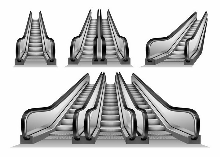 不同角度的自动扶梯手扶电梯png图片免抠矢量素材