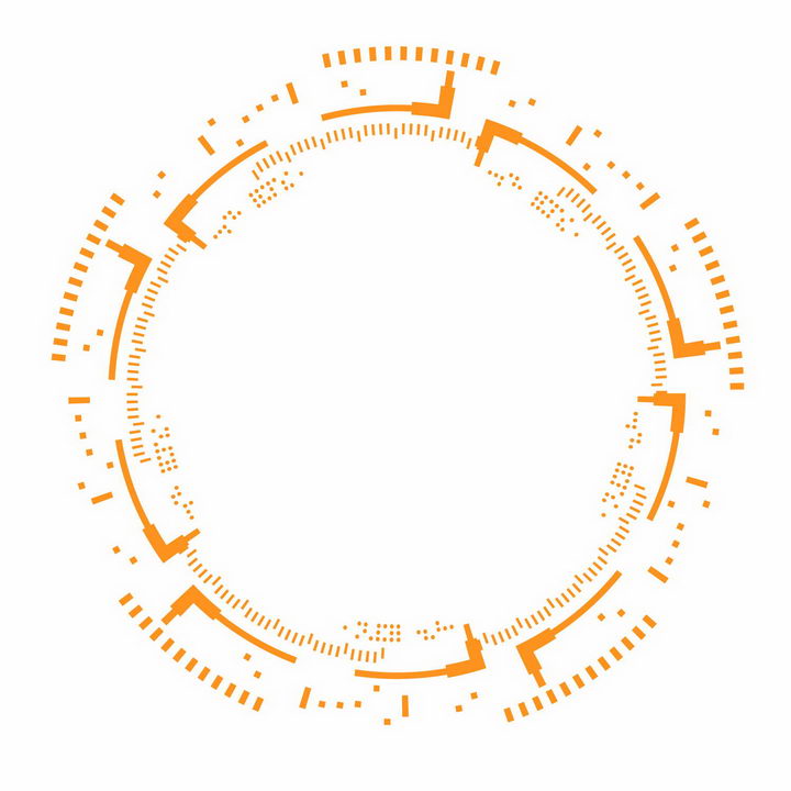 创意橙色方形点组成的圆环图案png图片免抠ai矢量素材 装饰素材-第1张