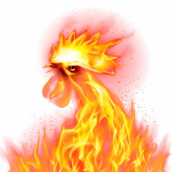 创意火焰组成的公鸡火凤凰png图片免抠矢量素材 生物自然-第1张