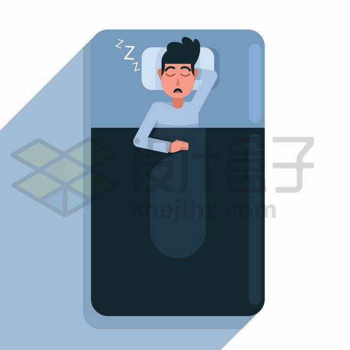 扁平插画风格正在睡觉打呼的卡通男人png图片免抠矢量素材