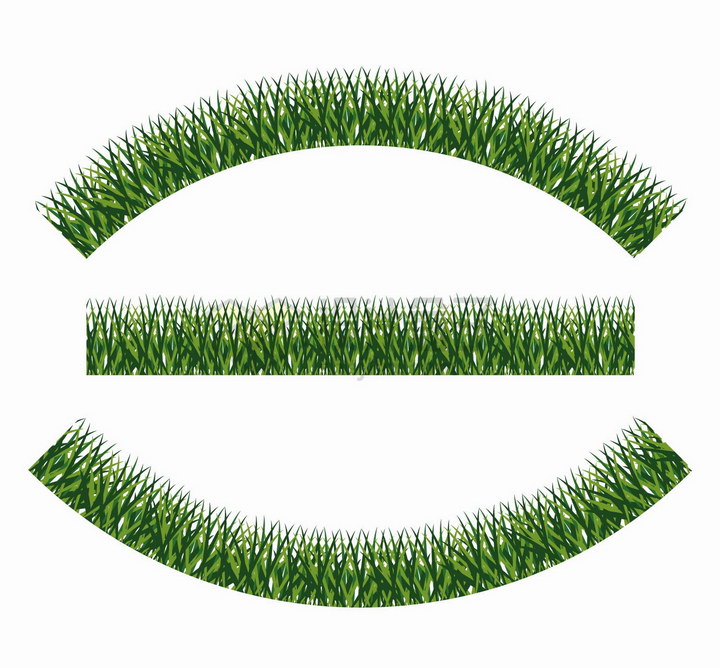 3款弯曲弧形的青草地装饰png图片免抠矢量素材 生物自然-第1张