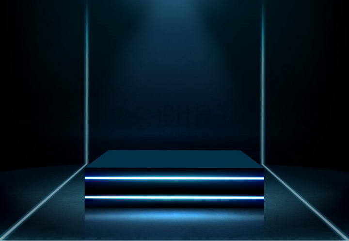 酷炫淡蓝色发光线条方形展台舞台png图片免抠矢量素材 效果元素-第1张