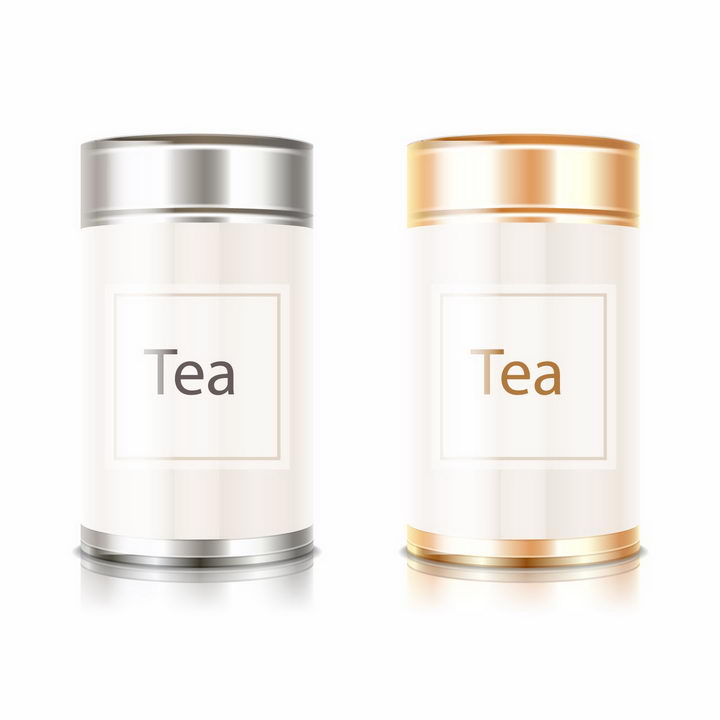 两款银色和铜色的茶叶罐子png图片免抠素材 生活素材-第1张