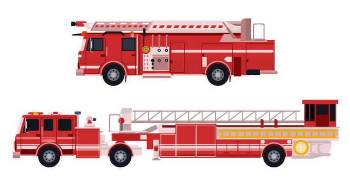 两款云梯消防车侧视图png图片免抠矢量素材 交通运输-第1张