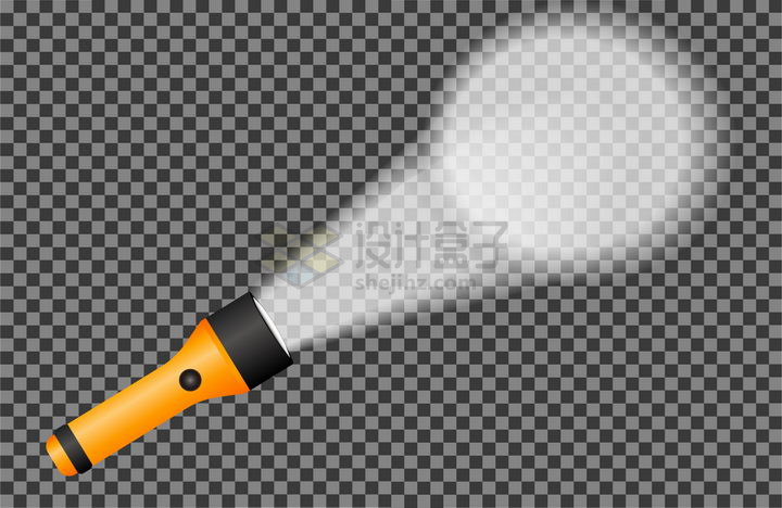 黄色手电筒照射出的光柱光芒效果png图片免抠矢量素材 效果元素-第1张