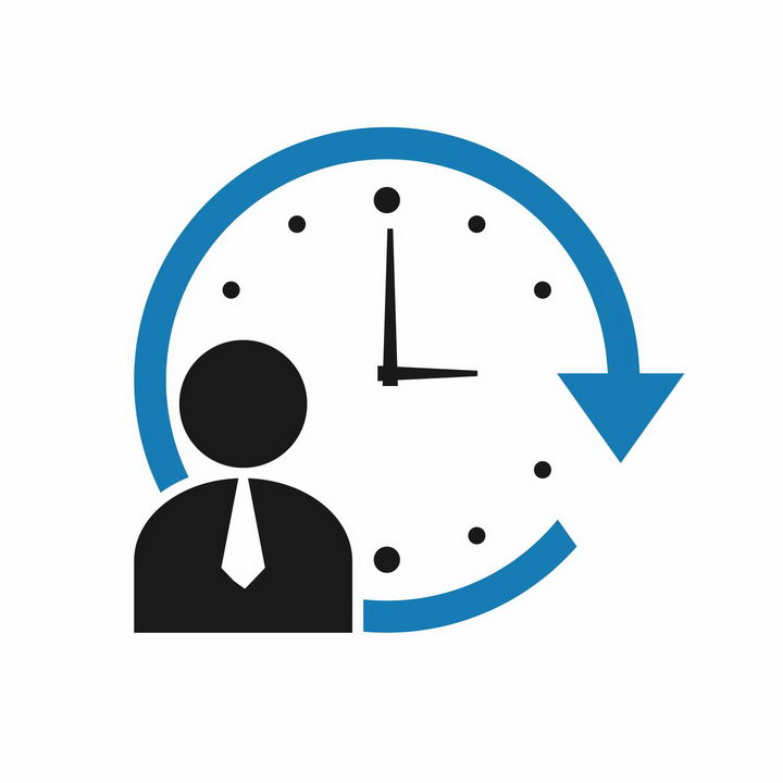 蓝色时钟24小时服务保证标志png图片免抠矢量素材 商务职场-第1张