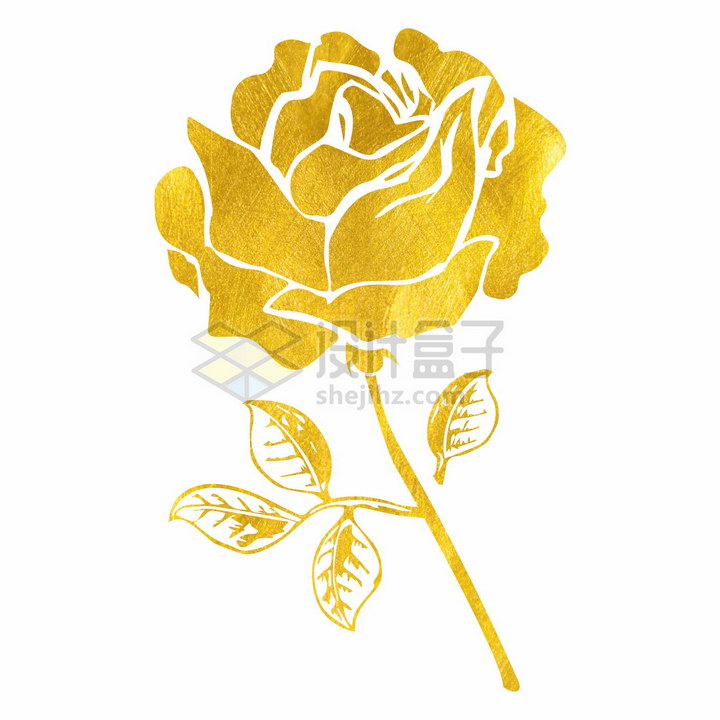 黄金纹理剪纸风格金叶子花朵png图片免抠矢量素材 生物自然-第1张