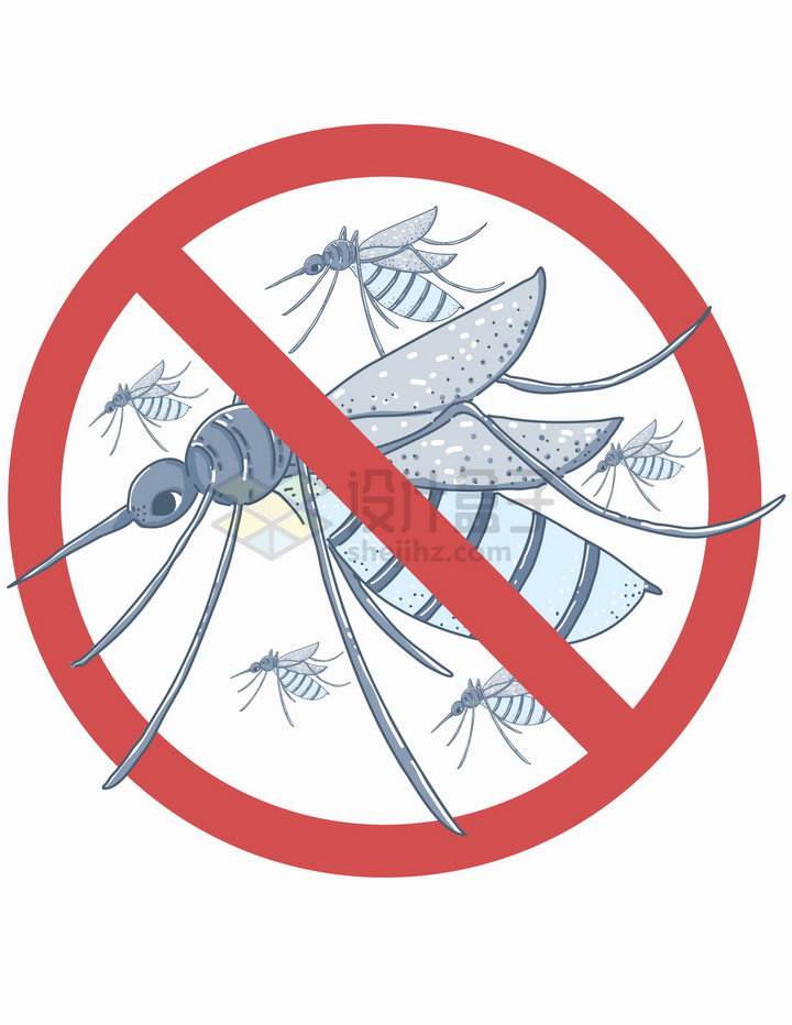 蚊子禁止标志防蚊标志png图片免抠矢量素材 标志LOGO-第1张