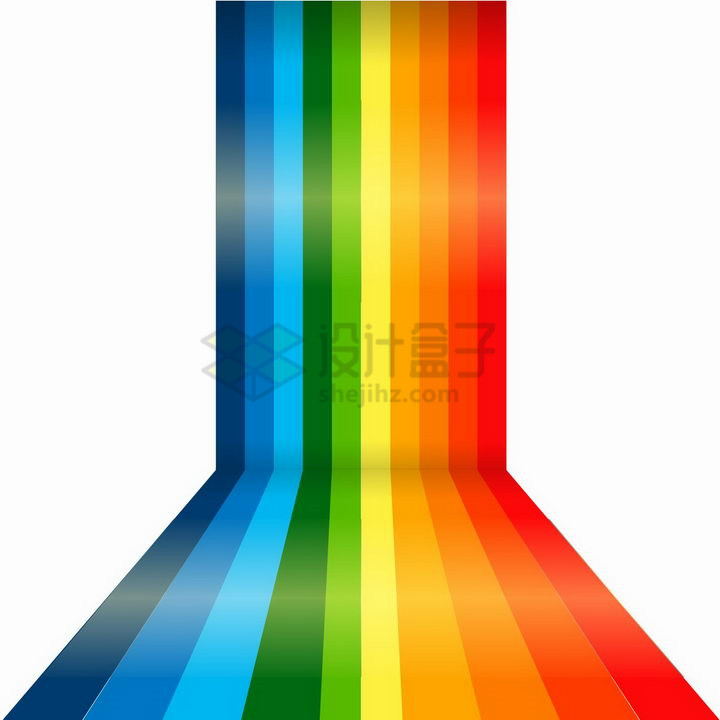 折叠向上的七彩虹形状png图片免抠矢量素材 装饰素材-第1张