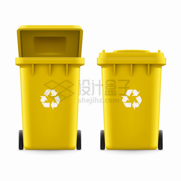 打开盖子的黄色垃圾桶png图片免抠矢量素材 生活素材-第1张