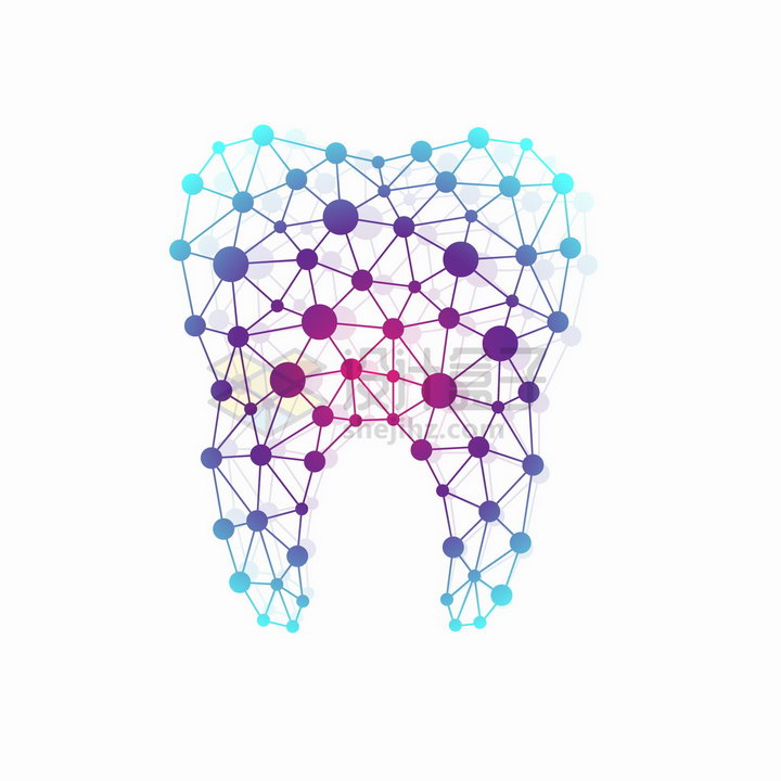圆点和线条组成的牙齿形状png图片免抠矢量素材 健康医疗-第1张