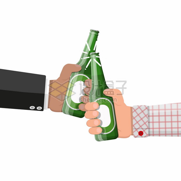 两只手拿着啤酒瓶碰杯喝酒png图片素材 生活素材-第1张
