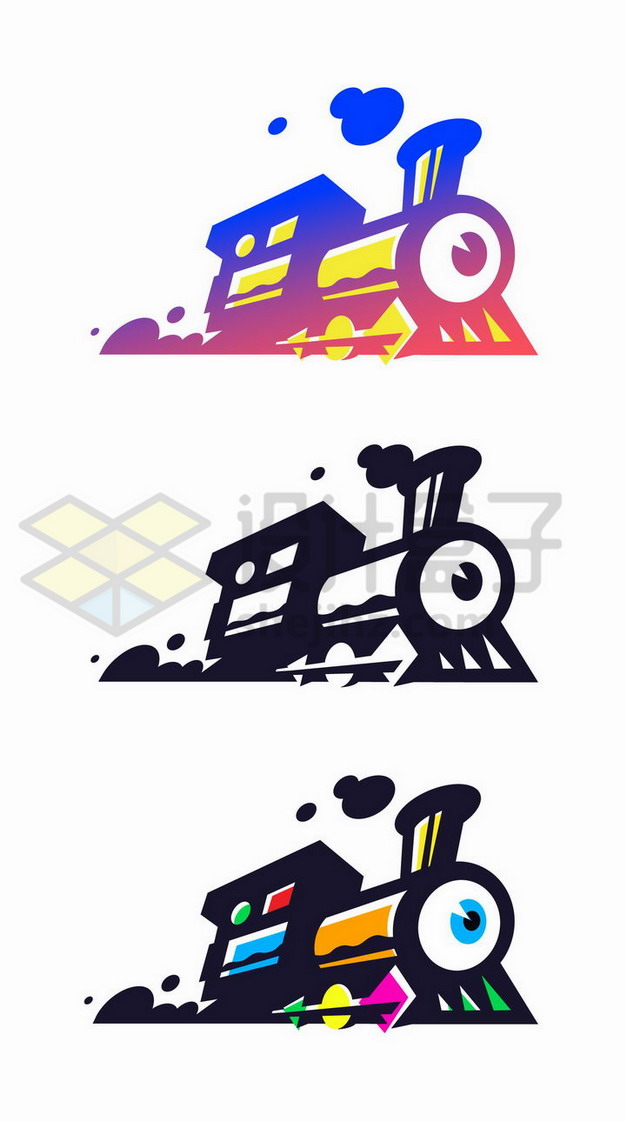 3款抽象风格火车头logo设计方案png图片免抠矢量素材 交通运输-第1张