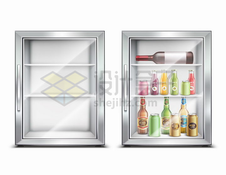 玻璃门电冰箱冰柜png图片免抠矢量素材 生活素材-第1张