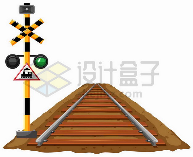 一小段铁轨和铁路信号灯设施png图片免抠矢量素材 交通运输-第1张