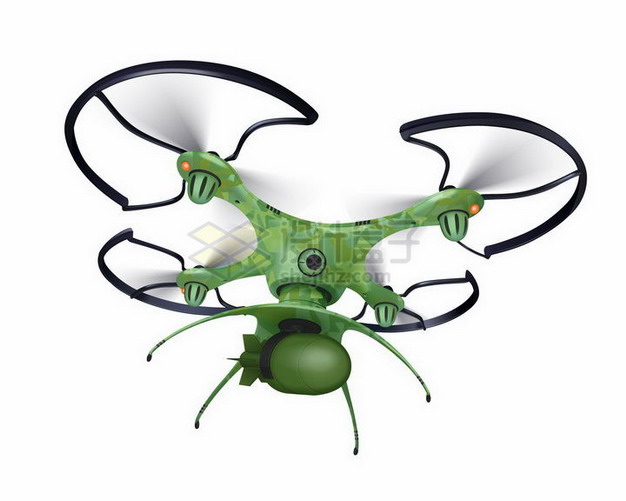 一款军绿色涂装的四轴飞行器无人机png图片免抠矢量素材 IT科技-第1张