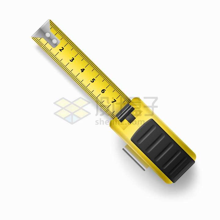拉开的黄色钢卷尺测量工具png图片免抠矢量素材
