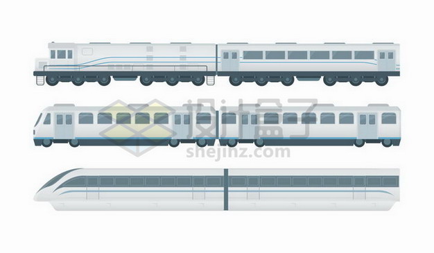 普通客运火车车厢和高铁车厢侧视图png图片免抠矢量素材 交通运输-第1张