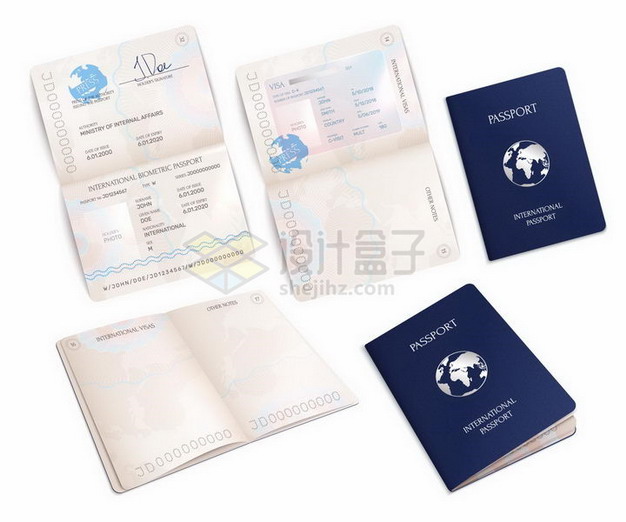 各种角度打开的护照png图片免抠矢量素材 休闲娱乐-第1张