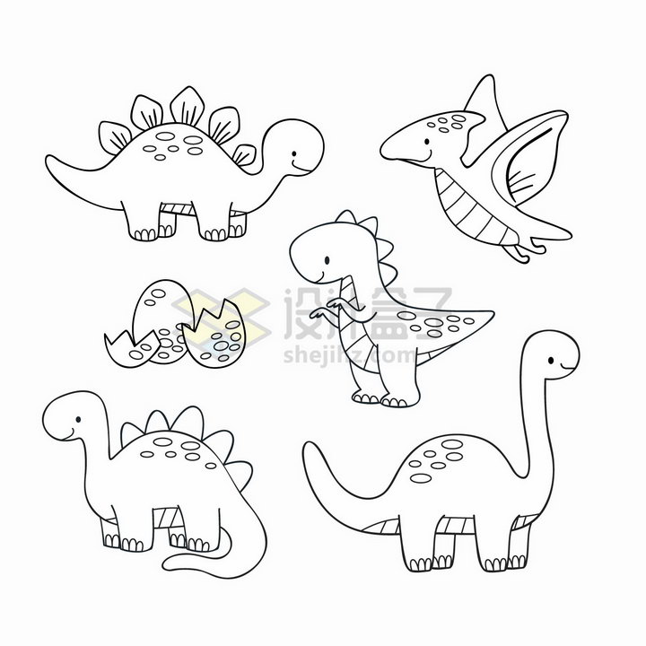 各种恐龙简笔画图片