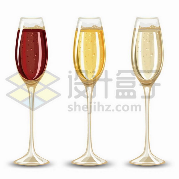 3杯酒杯中不同颜色的香槟酒png图片免抠矢量素材 生活素材-第1张