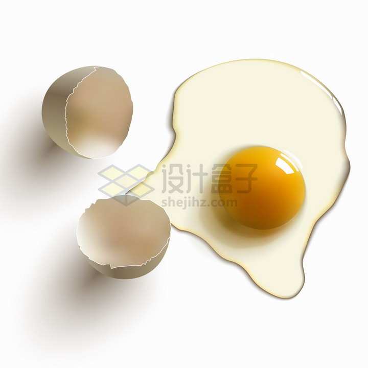 打碎的鸡蛋和流出来的蛋清蛋黄美味美食png图片免抠矢量素材