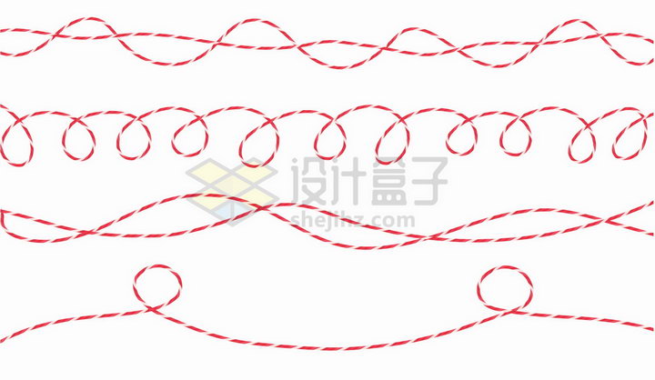 各种红色绳子组成的线条png图片免抠矢量素材 线条形状-第1张