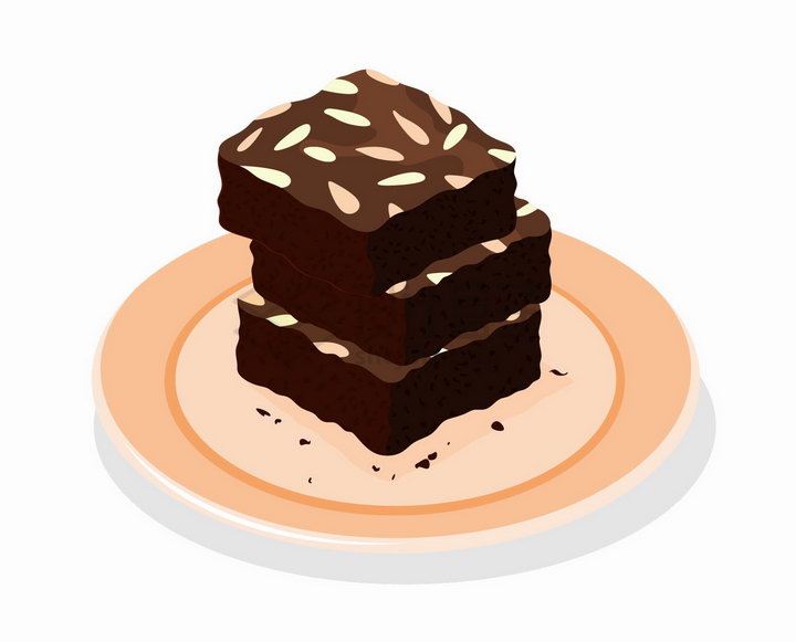 三块巧克力瓜子仁布朗尼蛋糕美味西餐美食png图片免抠矢量素材 生活素材-第1张