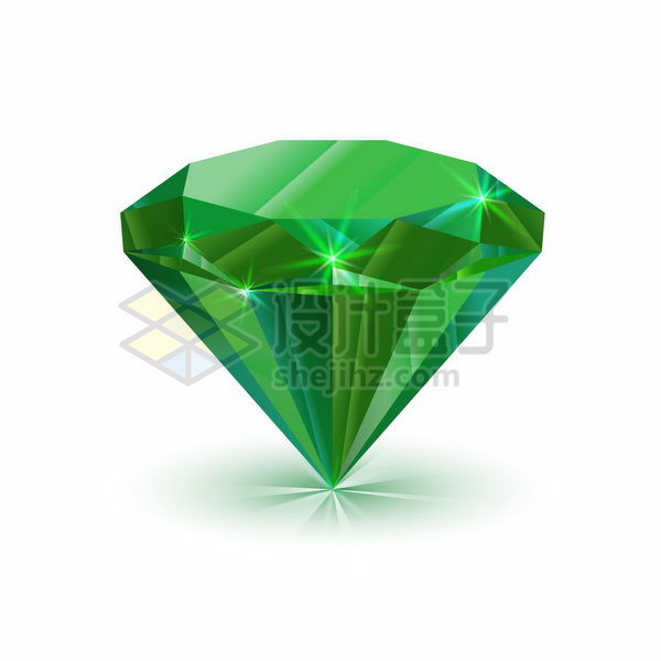 自带光泽的绿色切割钻石宝石png图片免抠矢量素材 生物自然-第1张