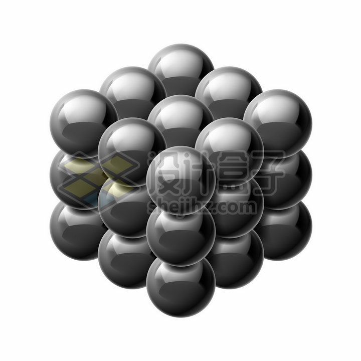 27个黑色巴克球磁力球磁铁球3D立方体png图片素材 线条形状-第1张