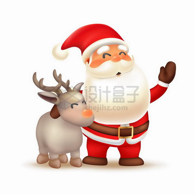 超可爱卡通圣诞老人和驯鹿png图片素材 人物素材-第1张