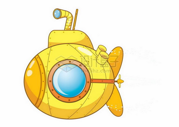 超可爱的卡通黄色潜水艇png图片免抠矢量素材