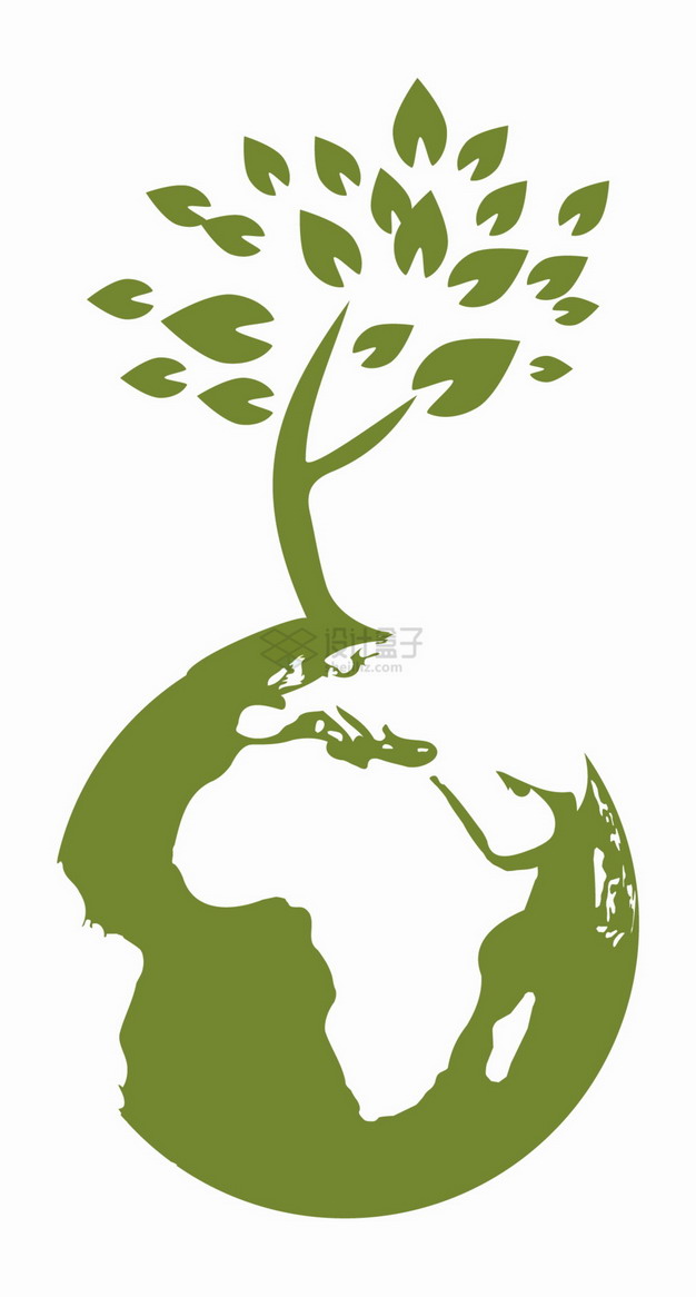 绿色地球上的大树环境保护插画png图片素材 生物自然