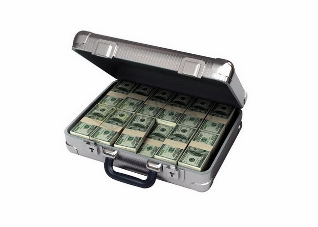 金属箱子里的美元钞票纸币png图片素材 金融理财-第1张