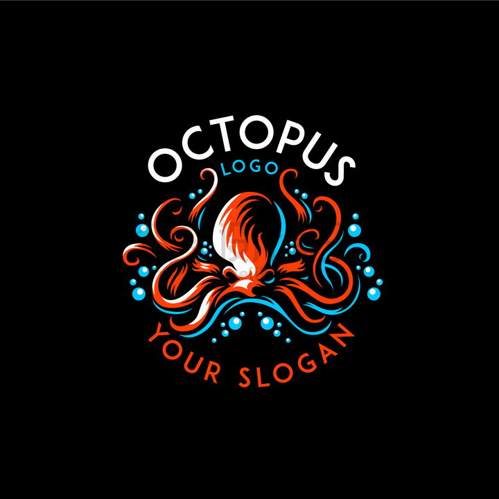 抽象冒泡的章鱼logo设计png图片免抠矢量素材