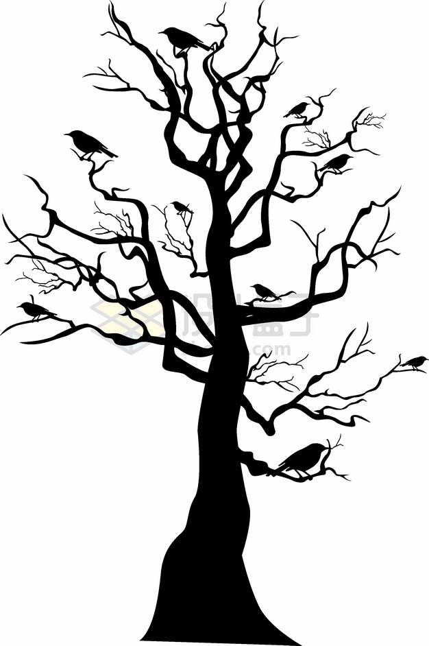 枯树上的乌鸦怎么画图片