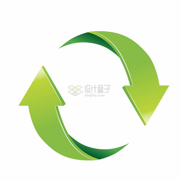 绿色双箭头循环标志环保回收箭头png图片素材 装饰素材-第1张
