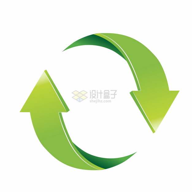绿色双箭头循环标志环保回收箭头png图片素材
