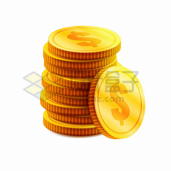 叠加堆放在一起的金币美元符号货币png图片免抠矢量素材 金融理财-第1张