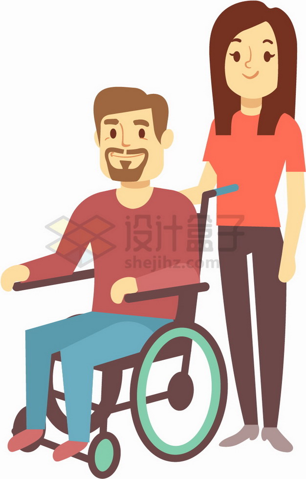 女孩帮助坐轮椅的残疾人全国助残日关爱残疾人png图片素材43657687 人物素材-第1张